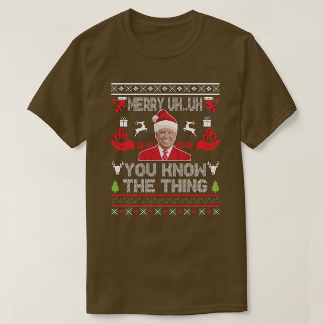 T-shirt Drôle Père Noël Joe Biden Joyeux Euh Noël laid (Design devant)