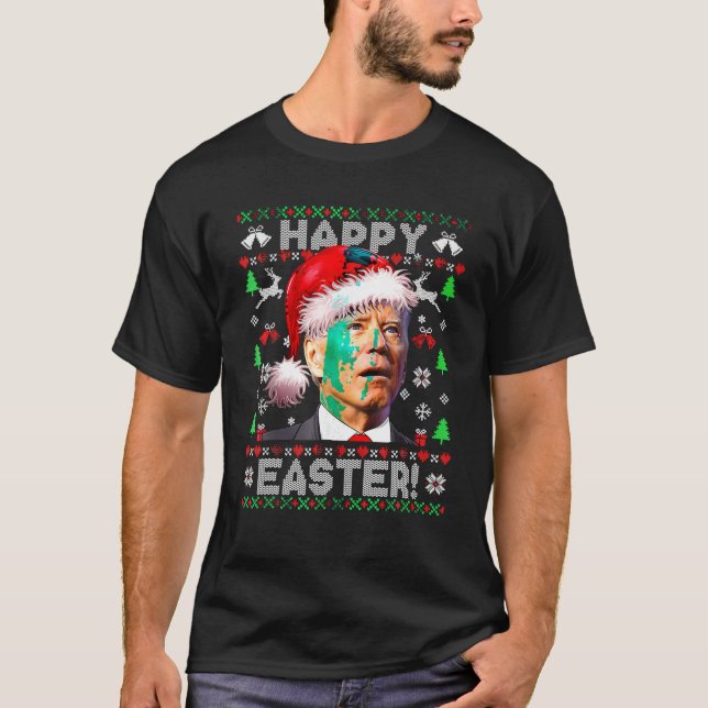 T-shirt Drôle Père Noël Joe Biden Joyeux Noël hideux de Pâ (Devant)