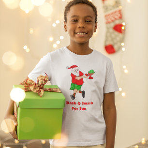 T-shirt Drôle Père Noël Jouer Pickleball I Dash & Smash Fu