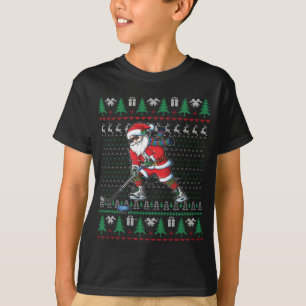 T-shirt Drôle Père Noël Joueur de hockey sur glace laide d