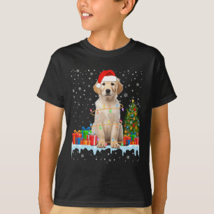 T-shirt Drôle Père Noël Labrador Chien Feux de Noël Joyeux