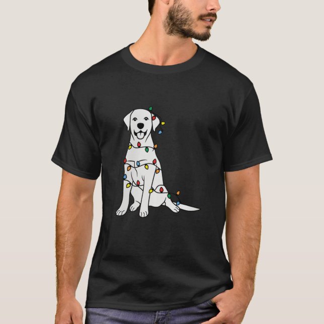 T-shirt Drôle Père Noël Labrador Retriever Les lumières de (Devant)