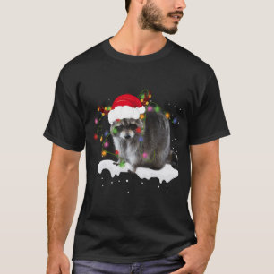 T-shirt Drôle Père Noël Raccoon Animal Noël Lumières Amour