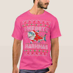 T-shirt Drôle Père Noël Shark lumières de Noël laid Merry 
