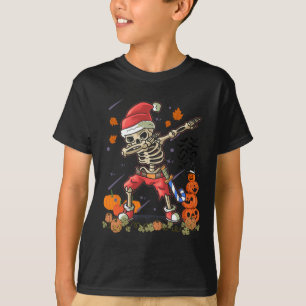 T-shirt Drôle Père Noël Skeleton Dabbing Halloween Costume