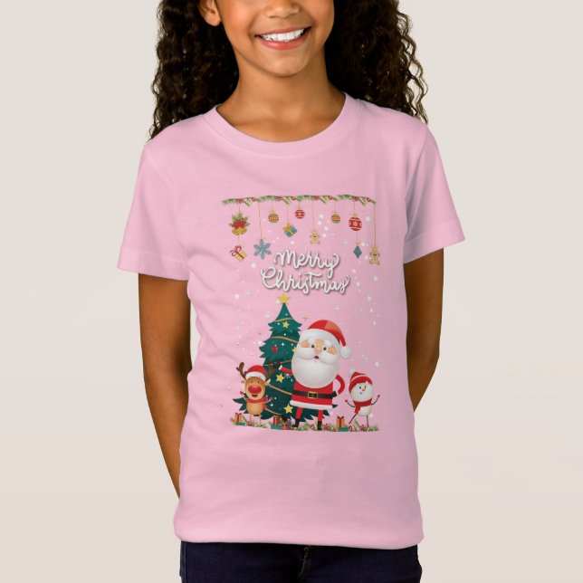 T-Shirt Drôle Père Noël, Snowman, Reindeer Joyeux Noël (Devant)