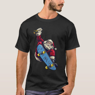 T-shirt Drôle Père Noël sur skateboard Joyeux Noël