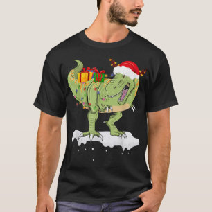 T-shirt Drôle Père Noël TRe Animaux Lumières de Noël Lover