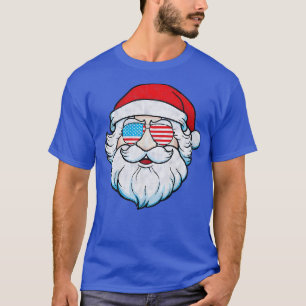 T-shirt Drôle Père Noël Visage Lunettes de soleil avec bar