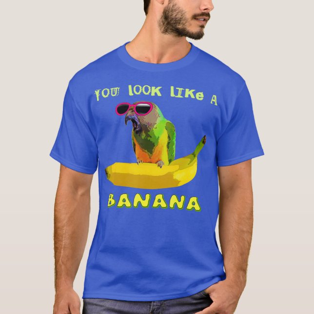 T-shirt Drôle perroquet et banane (Devant)