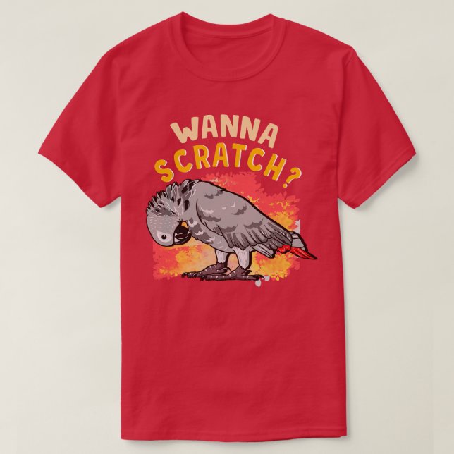 T-shirt Drôle perroquet gris africain (Design devant)