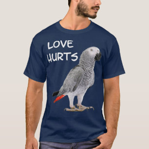 T-shirt Drôle perroquet gris d'Afrique Bird Shirt Love Hur