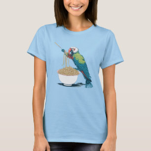 T-shirt Drôle Perroquet mangeant des nouilles de ramen