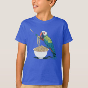 T-shirt Drôle Perroquet mangeant des nouilles de ramen