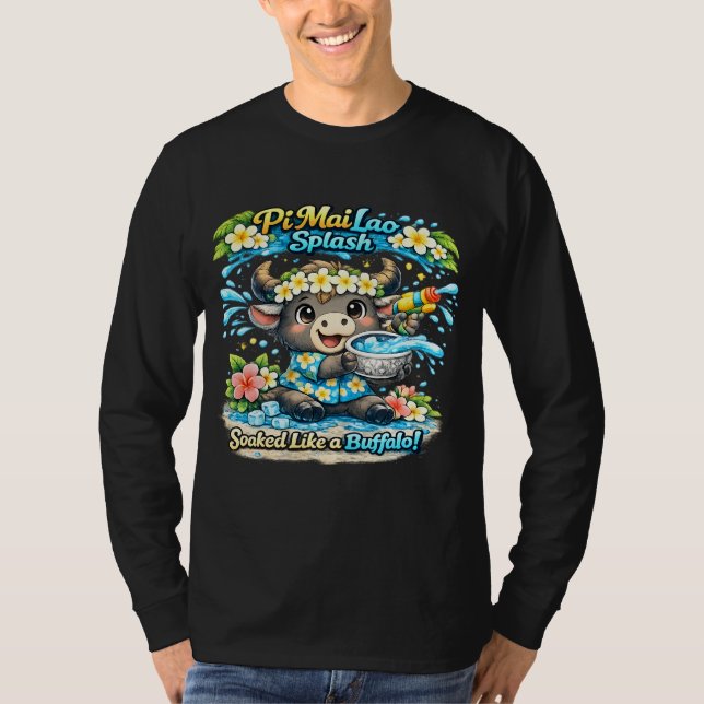 T-shirt drôle Pi Mai Lao éclaboussé comme un buffl (Devant)