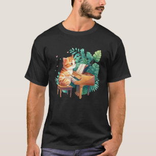T-shirt Drôle Piano Musique Chat Hommes Femmes Enfants Cha