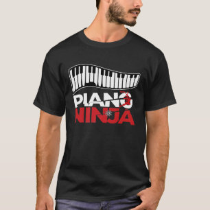 T-shirt Drôle Piano Ninja Music Lover Pianist Keyboard Whi