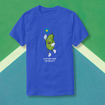 T-shirt Drôle Pickleball Jouer Pickleball Texte personnali<br><div class="desc">La chemise parfaite pour un fanatique de pickleball. Le design comprend un pickle jouant au pickleball. Ajoutez du texte personnalisé pour personnaliser ou supprimer.</div>