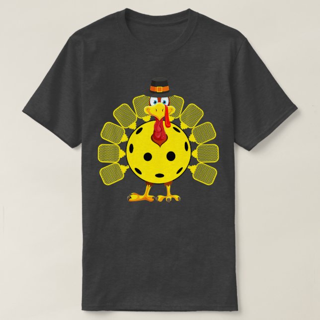 T-shirt Drôle Pickleball Thanksgiving Golf Ball Turkey Lov (Design devant)