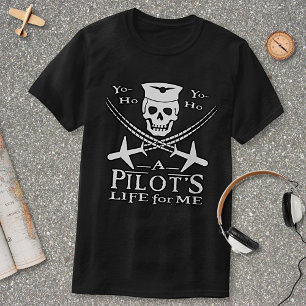 T-shirt Drôle pilote Skull Cross Airplanes Pirate Humour D