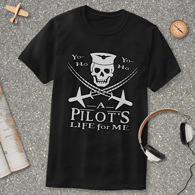 T-shirt Drôle pilote Skull Cross Airplanes Pirate Humour D (Créateur téléchargé)