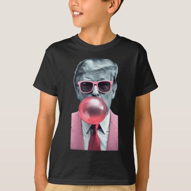 T-shirt Drôle Pink Trump bulle Gum Yum Tee (Devant)