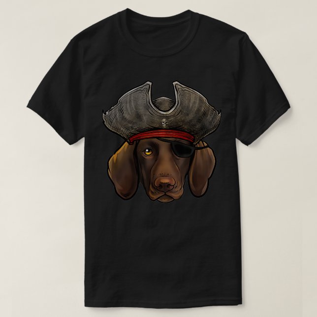 T-shirt Drôle Pirate Allemand Pointer Dog (Design devant)