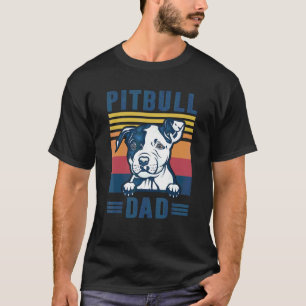 T-shirt Drôle Pit Bull Papa Father Rétro Pit Bull Chien p