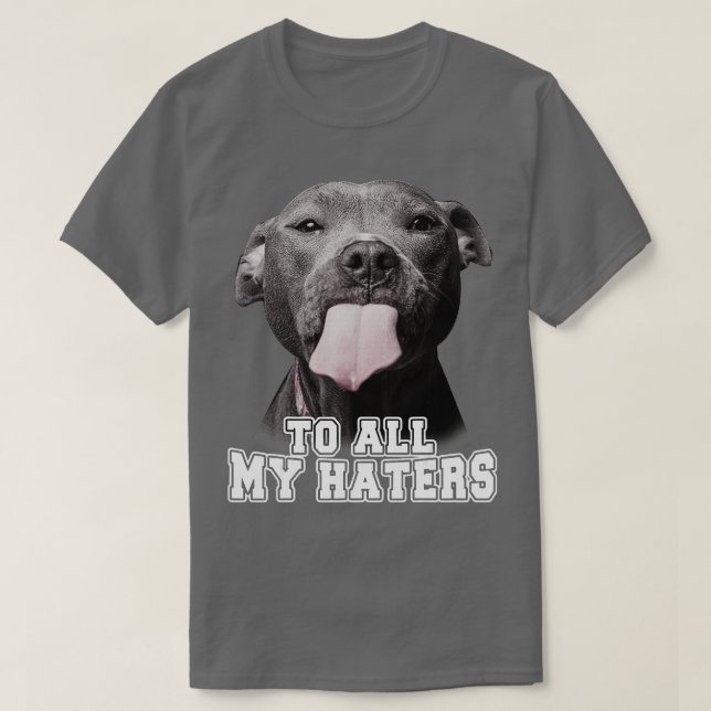T-shirt Drôle Pitbull à tous mes détesteurs Pitbull Amoure (Design devant)
