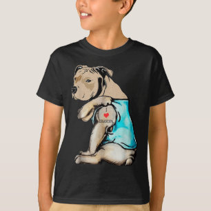 T-shirt Drôle Pitbull Chien J'aime grand-père tatouage drô