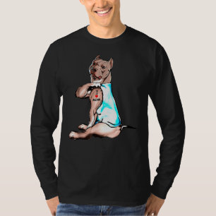 T-shirt Drôle Pitbull Chien J'aime maman Tattoo