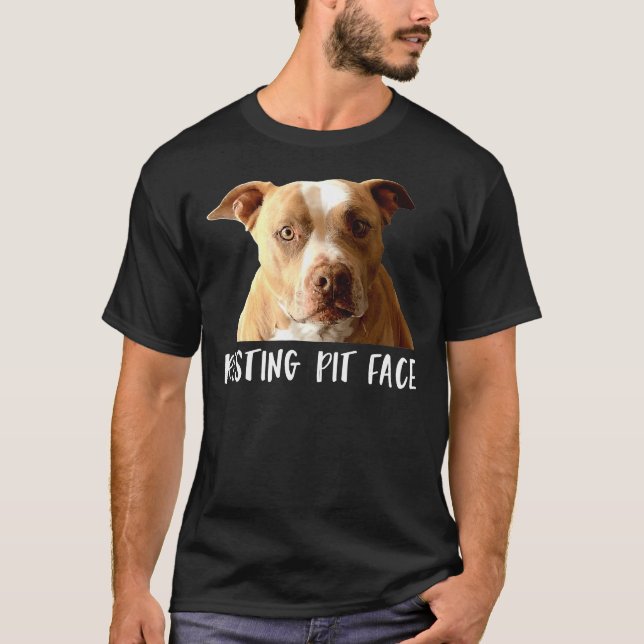 T-shirt Drôle Pitbull Chien Repose Tête (Devant)