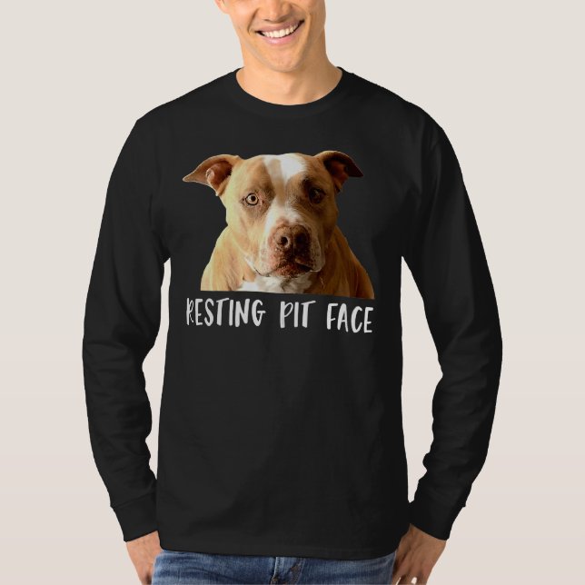 T-shirt Drôle Pitbull Chien Repose Tête (Devant)