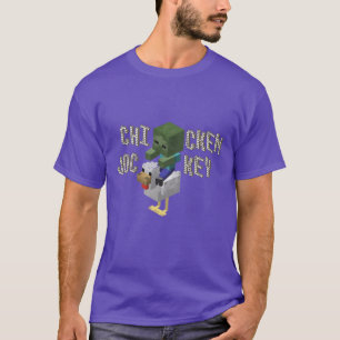 T-shirt Drôle Pixel Chicken Jockey - Retro Gaming Parod