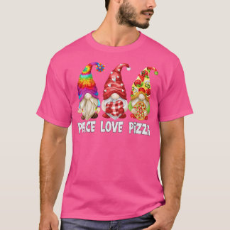 T-shirt Drôle Pizza Lover Hippie Gnome Pour Femmes Peace L