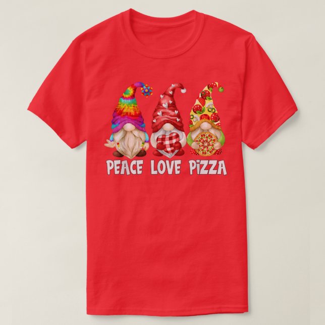 T-shirt Drôle Pizza Lover Hippie Gnome Pour Femmes Peace L (Design devant)