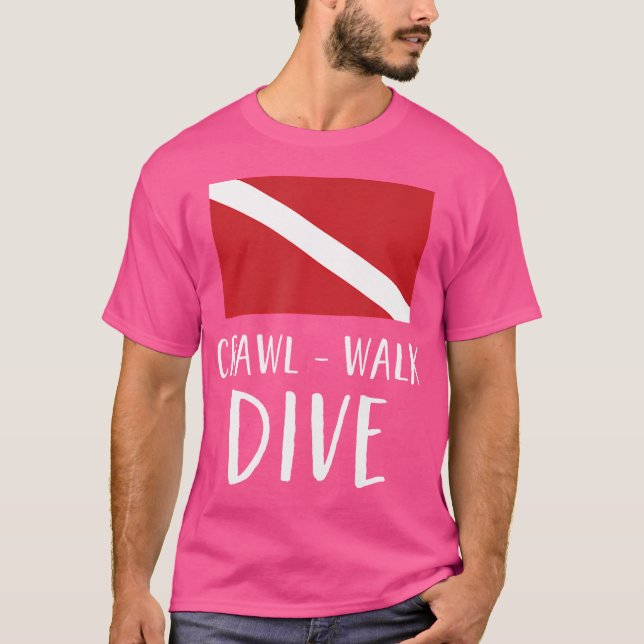 T-shirt Drôle Plongée Diver Drapeau Plongée Planche Plongé (Devant)
