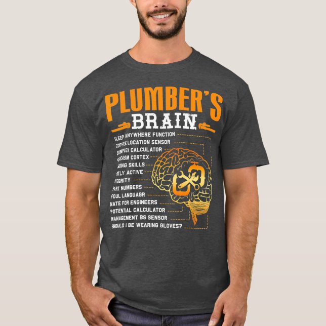 T-shirt Drôle Plumber Cadeaux Plumbers Cerveau (Devant)