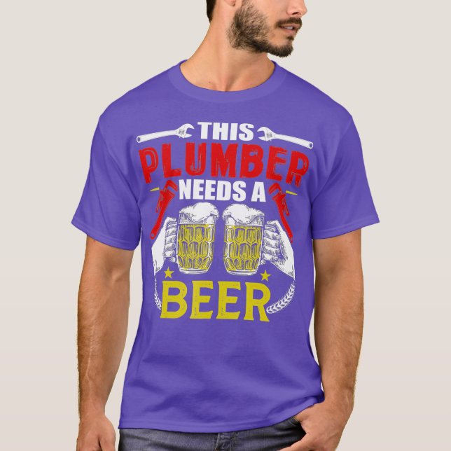 T-shirt Drôle Plumber Plumber Plaisanterie bière buveur ar (Devant)