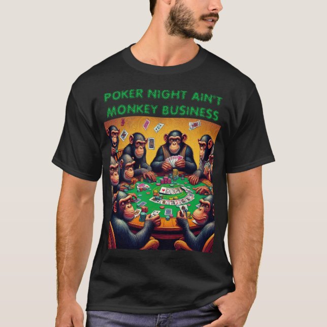 T-shirt Drôle 'Poker Night' Chimp (Devant)