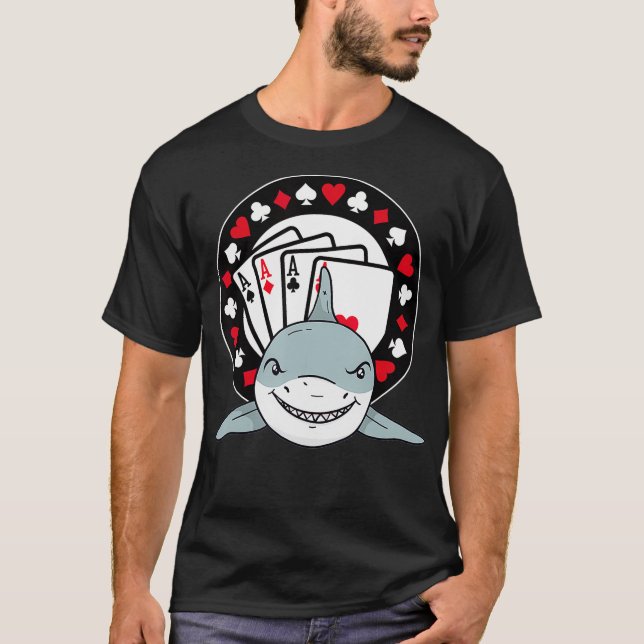 T-shirt Drôle Poker Shark Teas Holdem Lucky Poker  (Devant)