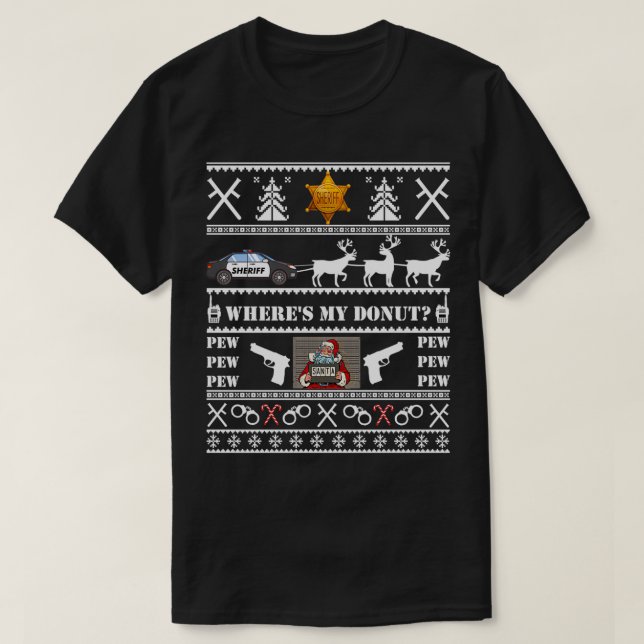 T-shirt Drôle policier adjoint Sheriff Vilain Noël Swe (Design devant)