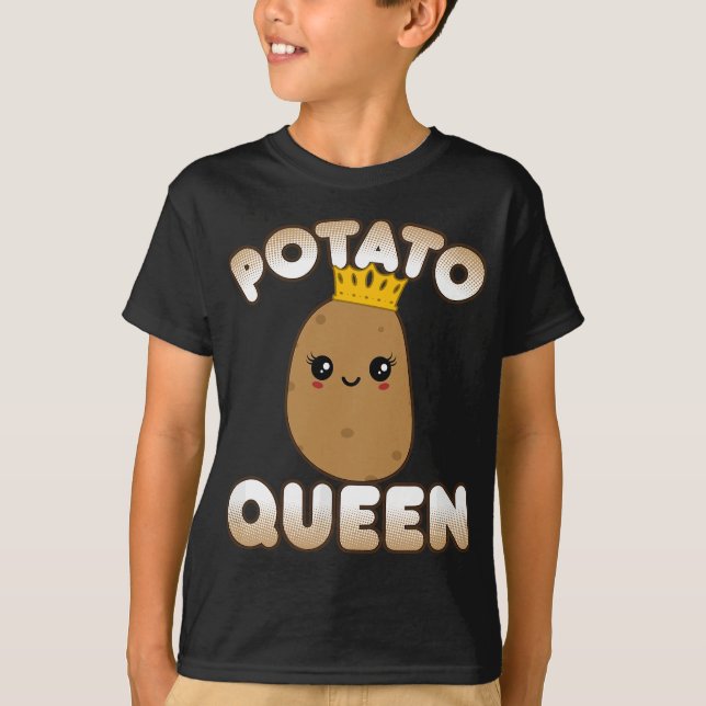 T-shirt Drôle Pomme de terre Cute Kawaii Style Souriant Po (Devant)