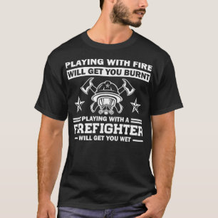 T-shirt Drôle Pompier Cadeau Hommes Femmes Pompiers Départ