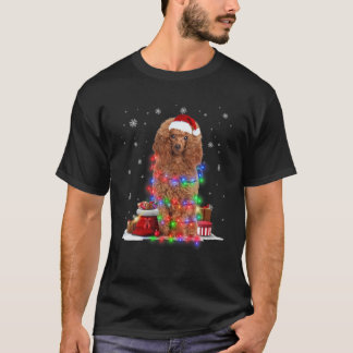 T-shirt Drôle Poodle Dog Tree illuminations de Noël Jam Pa