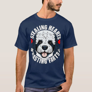 T-shirt Drôle Poodle Voler Coeurs Pirate Puppy