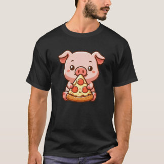 T-shirt Drôle porc pizzeria caricature