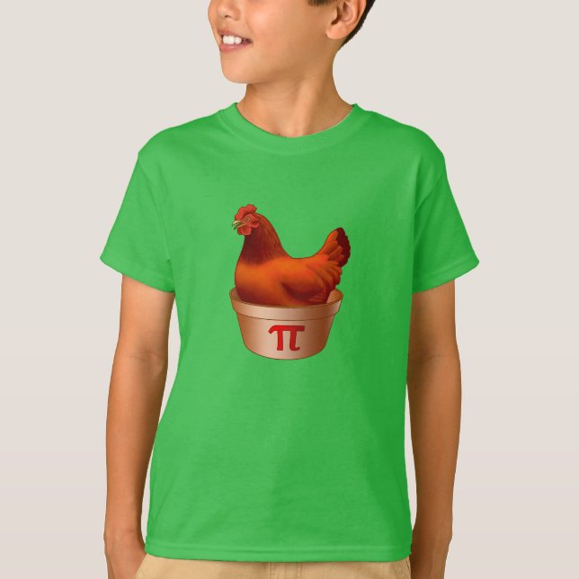 T-shirt Drôle Pot De Poulet Pi (Pie) Rouge Hen (Devant)