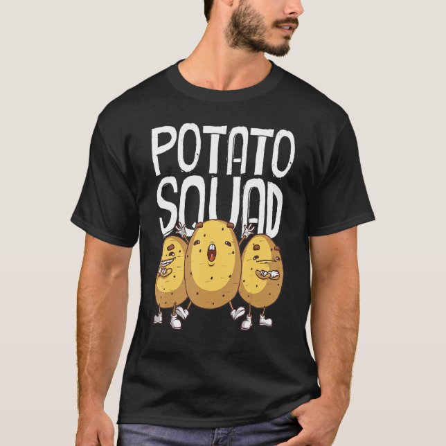T-shirt Drôle Potato Squad Hommes Femmes Cool Végétarien (Devant)