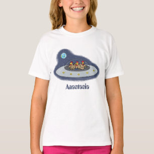 T-shirt Drôle poule dans l'espace dessin animé